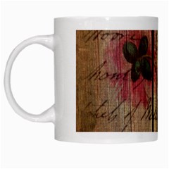 Vintage Bird Poppy Flower Botanical Art White Coffee Mug