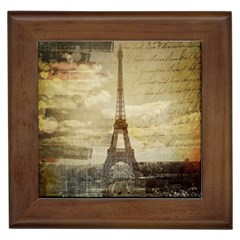Elegant Vintage Paris Eiffel Tower Art Framed Ceramic Tile