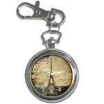 Elegant Vintage Paris Eiffel Tower Art Key Chain & Watch Front