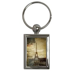 Elegant Vintage Paris Eiffel Tower Art Key Chain (rectangle)