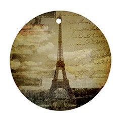 Elegant Vintage Paris Eiffel Tower Art Round Ornament (two Sides) by chicelegantboutique