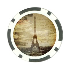 Elegant Vintage Paris Eiffel Tower Art Poker Chip 10 Pack