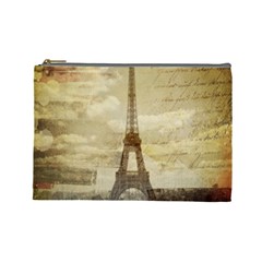 Elegant Vintage Paris Eiffel Tower Art Cosmetic Bag (large) by chicelegantboutique