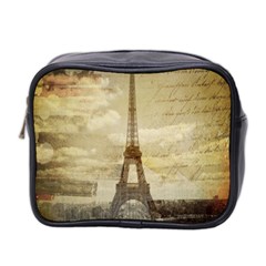 Elegant Vintage Paris Eiffel Tower Art Mini Travel Toiletry Bag (two Sides)