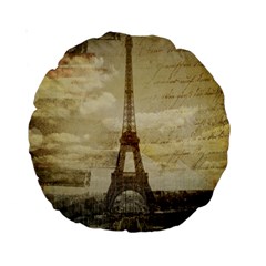 Elegant Vintage Paris Eiffel Tower Art 15  Premium Round Cushion 