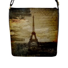 Elegant Vintage Paris Eiffel Tower Art Flap Closure Messenger Bag (large)