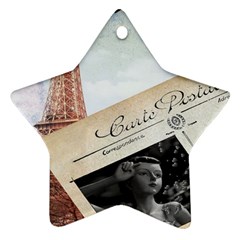 French Postcard Vintage Paris Eiffel Tower Star Ornament