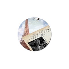 French Postcard Vintage Paris Eiffel Tower Golf Ball Marker 10 Pack