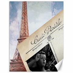 French Postcard Vintage Paris Eiffel Tower Canvas 12  X 16  (unframed)