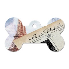 French Postcard Vintage Paris Eiffel Tower Dog Tag Bone (one Sided) by chicelegantboutique