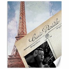 French Postcard Vintage Paris Eiffel Tower Canvas 11  X 14  (unframed) by chicelegantboutique