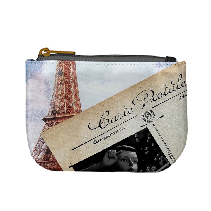 French Postcard Vintage Paris Eiffel Tower Coin Change Purse