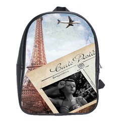 French Postcard Vintage Paris Eiffel Tower School Bag (large)