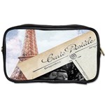 French Postcard Vintage Paris Eiffel Tower Travel Toiletry Bag (Two Sides) Front