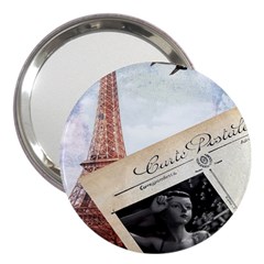 French Postcard Vintage Paris Eiffel Tower 3  Handbag Mirror by chicelegantboutique