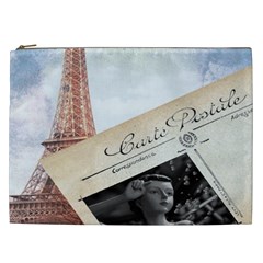 French Postcard Vintage Paris Eiffel Tower Cosmetic Bag (xxl) by chicelegantboutique