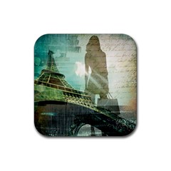 Modern Shopaholic Girl  Paris Eiffel Tower Art  Drink Coaster (square)