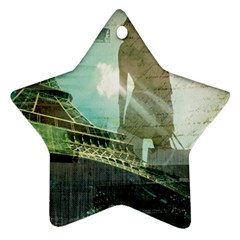 Modern Shopaholic Girl  Paris Eiffel Tower Art  Star Ornament (two Sides)