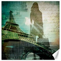 Modern Shopaholic Girl  Paris Eiffel Tower Art  Canvas 20  X 20  (unframed) by chicelegantboutique