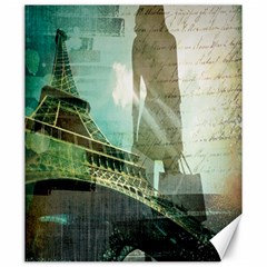 Modern Shopaholic Girl  Paris Eiffel Tower Art  Canvas 20  X 24  (unframed)