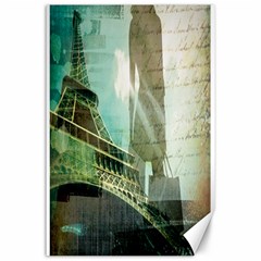 Modern Shopaholic Girl  Paris Eiffel Tower Art  Canvas 24  X 36  (unframed)