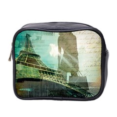 Modern Shopaholic Girl  Paris Eiffel Tower Art  Mini Travel Toiletry Bag (two Sides)