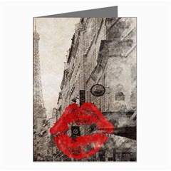 Elegant Red Kiss Love Paris Eiffel Tower Greeting Card (8 Pack)