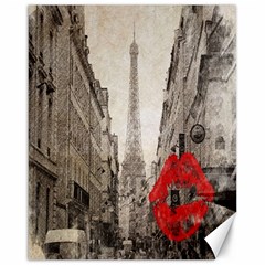 Elegant Red Kiss Love Paris Eiffel Tower Canvas 16  X 20  (unframed)