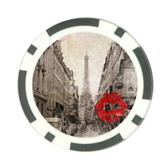 Elegant Red Kiss Love Paris Eiffel Tower Poker Chip