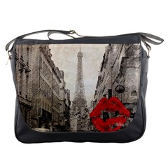 Elegant Red Kiss Love Paris Eiffel Tower Messenger Bag by chicelegantboutique