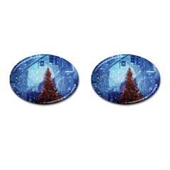 Elegant Winter Snow Flakes Gate Of Victory Paris France Cufflinks (Oval)