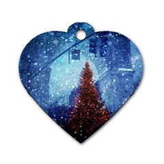 Elegant Winter Snow Flakes Gate Of Victory Paris France Dog Tag Heart (One Sided) 