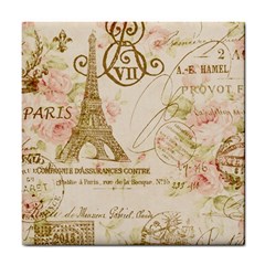 Floral Eiffel Tower Vintage French Paris Art Ceramic Tile