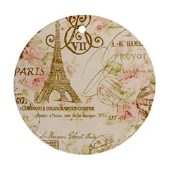 Floral Eiffel Tower Vintage French Paris Art Round Ornament