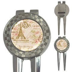 Floral Eiffel Tower Vintage French Paris Art Golf Pitchfork & Ball Marker