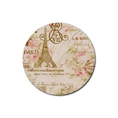 Floral Eiffel Tower Vintage French Paris Art Drink Coaster (round)