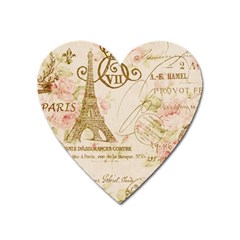 Floral Eiffel Tower Vintage French Paris Art Magnet (heart) by chicelegantboutique