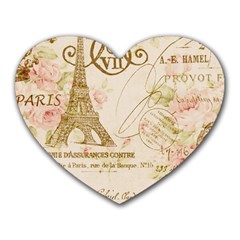 Floral Eiffel Tower Vintage French Paris Art Mouse Pad (heart) by chicelegantboutique