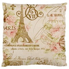 Floral Eiffel Tower Vintage French Paris Art Large Cushion Case (two Sided) 
