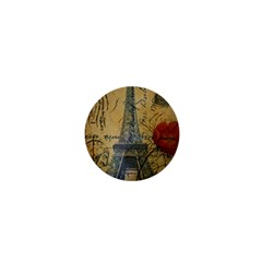 Vintage Stamps Postage Poppy Flower Floral Eiffel Tower Vintage Paris 1  Mini Button