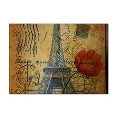 Vintage Stamps Postage Poppy Flower Floral Eiffel Tower Vintage Paris A4 Sticker 10 Pack
