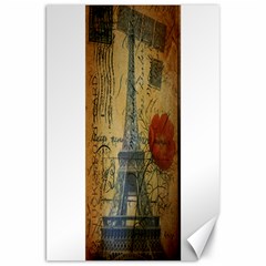 Vintage Stamps Postage Poppy Flower Floral Eiffel Tower Vintage Paris Canvas 20  X 30  (unframed)