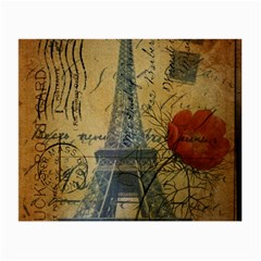 Vintage Stamps Postage Poppy Flower Floral Eiffel Tower Vintage Paris Glasses Cloth (small, Two Sided) by chicelegantboutique