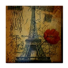 Vintage Stamps Postage Poppy Flower Floral Eiffel Tower Vintage Paris Face Towel by chicelegantboutique