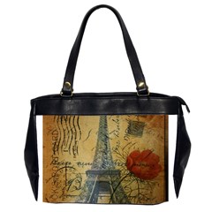 Vintage Stamps Postage Poppy Flower Floral Eiffel Tower Vintage Paris Oversize Office Handbag (two Sides)