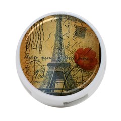 Vintage Stamps Postage Poppy Flower Floral Eiffel Tower Vintage Paris 4-port Usb Hub (two Sides)