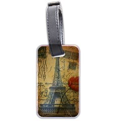 Vintage Stamps Postage Poppy Flower Floral Eiffel Tower Vintage Paris Luggage Tag (two Sides) by chicelegantboutique