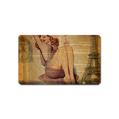 Vintage Newspaper Print Pin Up Girl Paris Eiffel Tower Magnet (name Card)