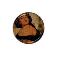 Vintage Newspaper Print Pin Up Girl Paris Eiffel Tower Golf Ball Marker (for Hat Clip) by chicelegantboutique