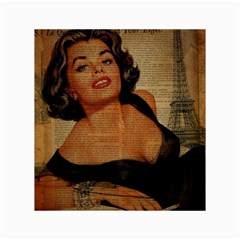 Vintage Newspaper Print Pin Up Girl Paris Eiffel Tower Canvas 18  X 24  (unframed)